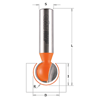 HW Kugelfräser R6.35, D=12.7mm, NL=11mm, GL=57.15mm, S=8mm
