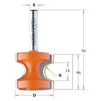 HW Halbstabfräser R3.2, D=22.2mm, L1=6.56mm, NL=19mm, GL=50.8mm, S=6.35mm