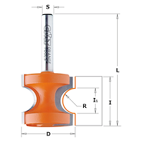 HW Halbstabfräser R12.7, D=44.5mm, L1=26.30mm, NL=41mm, GL=79.4mm, S=12.7mm