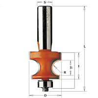 HW Halbstabfräser R6.35 mit Anlauflager, D=28.6mm, L1=12.86mm, NL=22.2mm, GL=64.8mm, S=6mm