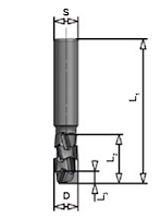 DP Nesting Fräser, D=12mm, L1=72mm, L2=24.5mm, L3=8.2mm, S=12mm, Z3