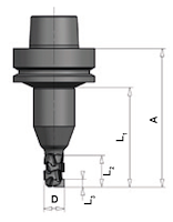 DP Nesting Fräser mit HSK 63 F, D=16mm, L1=77mm, L2=24.5mm, L3=8.2mm, S=16mm, Z3