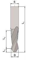 VHM Bohrschlichtfräser Z2, D=16mm, L3=9mm, L2=51mm, L1=120mm, S=16mm, RL