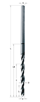 Anuba Bohrer, D=8.8mm, D1=9.8mm, NL1=25mm, NL=90mm, LB=104mm, GL=165mm, S=9.8mm, R