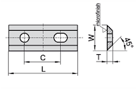 HW Wendeplatte 2-schneidig, 45°, 30x12x1.5mm, HE40