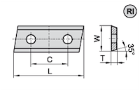 HW Wendeplatte 2-schneidig, 35°, 49.2x12x1.5mm, RI 5° KCR08