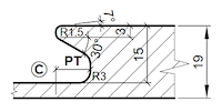HW Profilmesser - Profil "C" zu WPL Griffmuldenfräser (C557-1C)