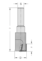 WPL Nut- und Stulpfräser Z1+1, D=16mm, NL=12mm, GL=70mm, S=8mm, R
