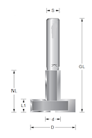 HW T-Nutfräser Z2, D=30mm, NL=5mm, GL=50mm, S=8mm, R