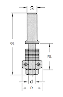 Aufnahmedorn mit Kugellager, D=15.9mm, d=6.35mm, NL=20mm, GL=50mm, S=8mm