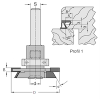 HW Dichtungsfräsersatz, D=36mm, B=3mm, GL=60mm, S=8mm, Profil1