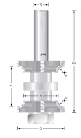 HW Doppelabrundfräser verstellbar R5, D=38mm, NL=18-32mm, GL=93mm, S=12, Z4+4
