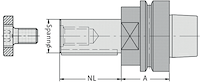 Fräsdorne mit Kegelhohlschaft (HSK-F 63 - mit Passfeder), Spann-ø=20mm, KN=6x1.5mm, NL=40mm, A=45mm, GL=110mm