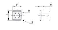 HW Wendeplatte - System "FourCut", 9.8x9.8x2mm, 4-seitig, bombiert, für Plan- und Schruppfräser