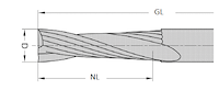VHM Schlichtfräser Z2, D=6mm, NL=17mm, GL=60mm, S=6mm, RL, neg.