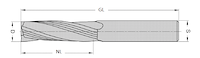 VHM Schlichtfräser Z3, D=12mm, NL=42mm, GL=90mm, S=12mm, RL, neg.
