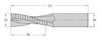VHM Schruppfräser Z2, D=16mm, NL=55mm, GL=110mm, S=16mm, RL, pos.