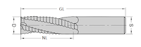 VHM Schruppfräser Z3, D=20mm, NL=107mm, GL=167mm, S=20mm, RL, pos.