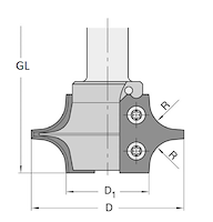 WPL Abrund- / Fasefräser Z2, Gr.2, R12, D=60mm, GL=120, S=20mm, R