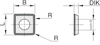 DP Wendeplatte - System "FourCut", 9.8x9.8x2mm, 4-seitig, für Ziernutfräser
