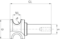 DP Profilfräser R8 Z2, D=40mm, NL=16mm, GL=90mm, S=25mm, L