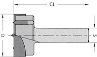 HW Beschlagbohrer für Handoberfräsen Z2+2, D=25mm, GL=65mm, S=8mm