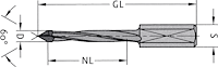 HW Dübelbohrer mit Rückenführung, D=8mm, NL=25mm, GL=70mm, S=10x25mm, L