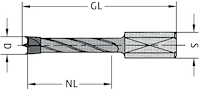 HW Dübelbohrer mit Rückenführung, D=8mm, NL=43mm, GL=70mm, S=10x20mm, R