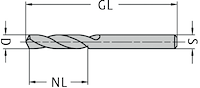 VHM Spiralbohrer, D=3.5mm, NL=20mm, GL=52mm, R