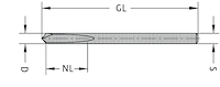 VHM Bohrstift, D=2.5mm, NL=15mm, GL=45mm, S=2.5mm, R/L