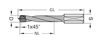 HW Dübelbohrer für Mafell, D=5mm, NL=30mm, GL=57.5mm, S=8x17mm, R
