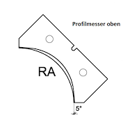 HW Profilmesser R22, oben zu WPL Abrund -/Viertelstabfräser R21-R25 (C075-2125-U), 19.7x50x2mm
