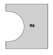HW Profilmesser "Halbstab", 25x22x2mm, R6