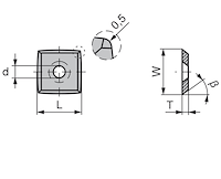 HW Vorschneider 4-schneidig ER0.5, 37°, 15x15x2.5mm, KCR08