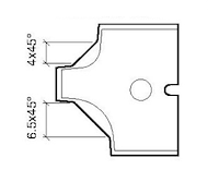 HW Profilmesser 4x45°/6.5x45° zu WPL Abrundfräser (C070), 25x25x2mm