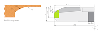 HW Profilmesser zu Abplattfräser R6, 19x12x1.5mm, unten