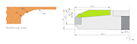 HW Profilmesser zu Abplattfräser R20/R40, 59x12x1.5mm, unten