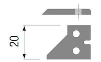 HW Profilmesser zu Hobelkopf, 45°, 20x29.1x2mm, RL, unten