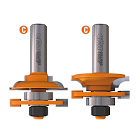 HW Konter- / Profilfräser Set, D=44.4mm, HD=18-22mm, GL=71mm, R6, Profil C, S=12mm
