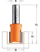 Beschlagfräser Z2, D=22mm, NL=12mm, GL=38mm, S=8mm