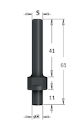 Aufnahmedorn ohne Kugellager, GL=61mm, S=12.7mm