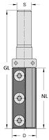 WPL Bündig- und Falzfräser Z2, D=22mm, NL=50mm, GL=86mm, M12x1, R