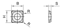 HW Wendeplatte - System "FourCut", 9.8x9.8x2mm, 4-seitig, bombiert, für Ziernutfräser