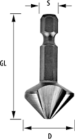 HS Senkbit 90° Z3, D=12.4mm, GL=31mm, S=6.35mm
