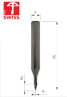 VHM Schriftenfräser 30°, D=0.25/3mm, NL=5mm, GL=60mm, S=8mm, Z2, R